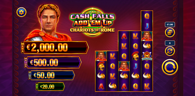 Cash Falls: Add Em Up Chariots of Rome