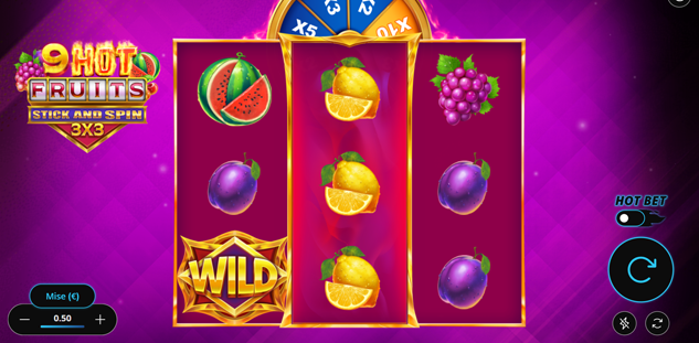 9 Hot Fruits Stick and Spin 3x3